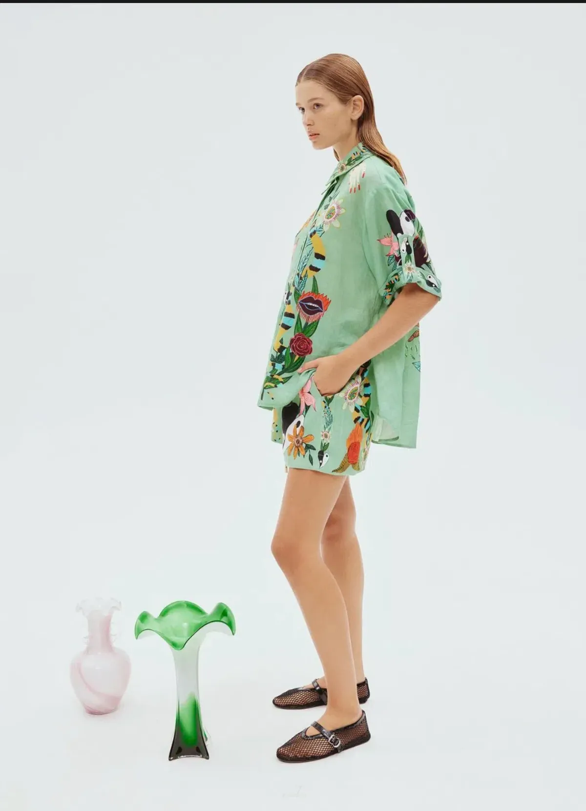 Alemais Meagan Linen Shorts And Shirt Set Print Size AU 16 - Image 5