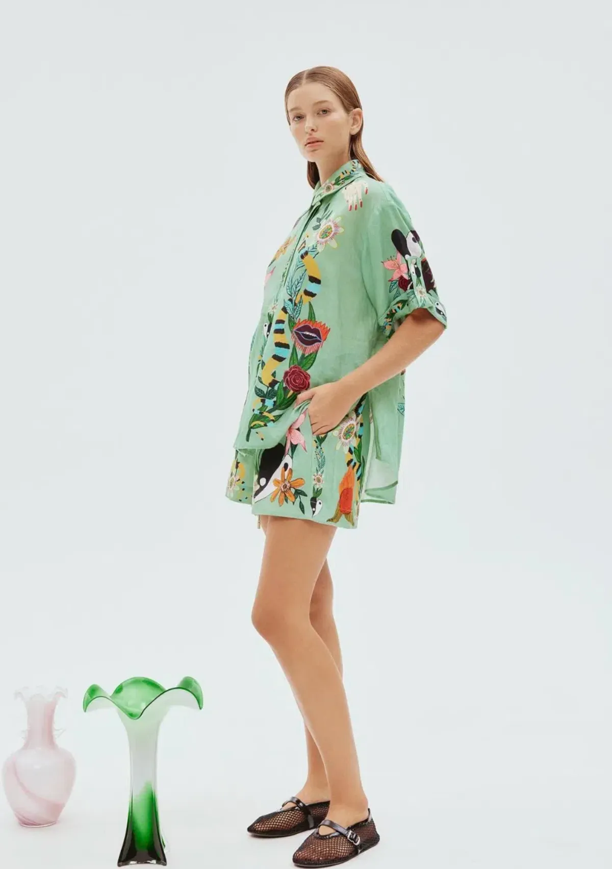 Alemais Meagan Linen Shorts And Shirt Set Print Size AU 16 - Image 4