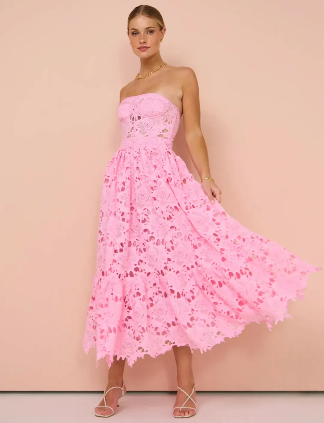Leo Lin Emilia Bustier Dress Pink Size AU 14  for rent on The Volte - main image