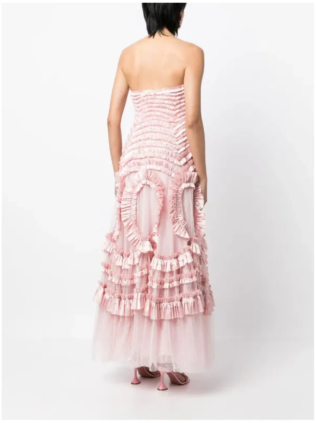 Needle and Thread Pink Strapless Ruffle-Detail Dress Size 10 for rent on The Volte - main image