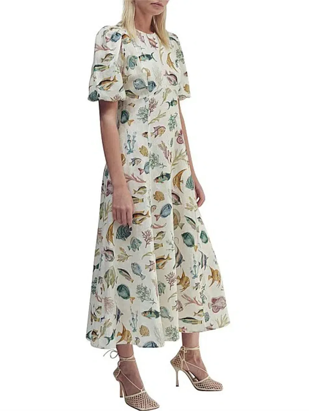 Alemais Wanda Midi Dress Ivory/Print Size 10 for rent on The Volte - main image