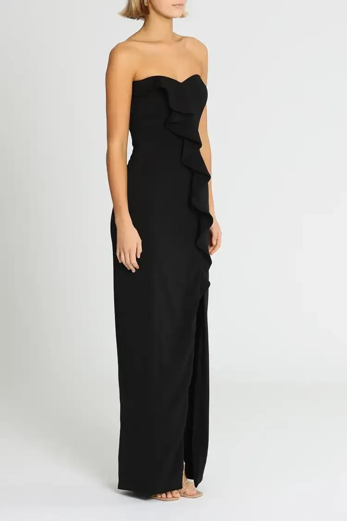 Jay Godfrey Varys Strapless Ruffle Gown in Black Size 14 - Image 2