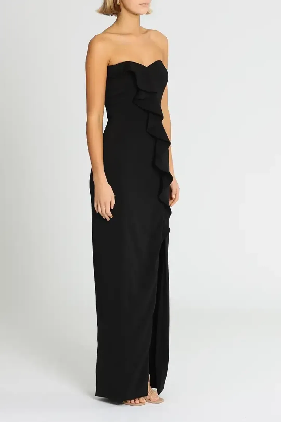 Jay Godfrey Varys Strapless Ruffle in Black Gown Size 8 for rent on The Volte - main image