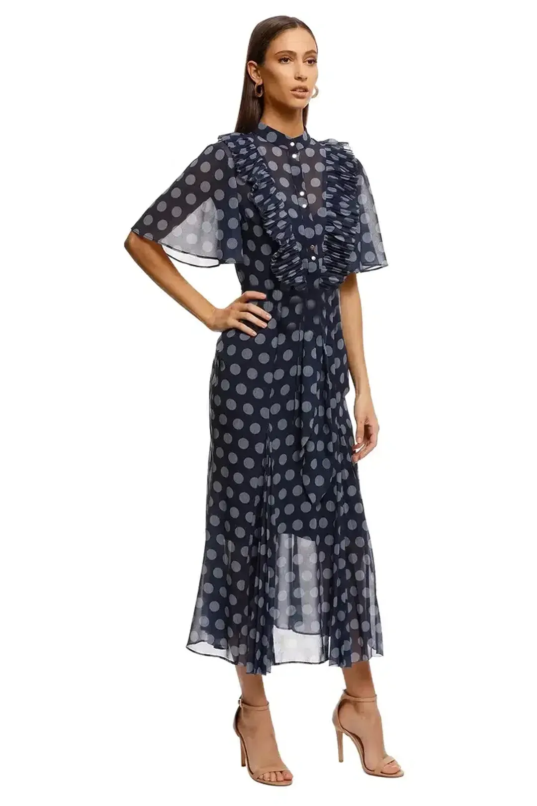 Keepsake the Label Passion Midi Dress in Midnight Polka Dot Size 14 for rent on The Volte - main image