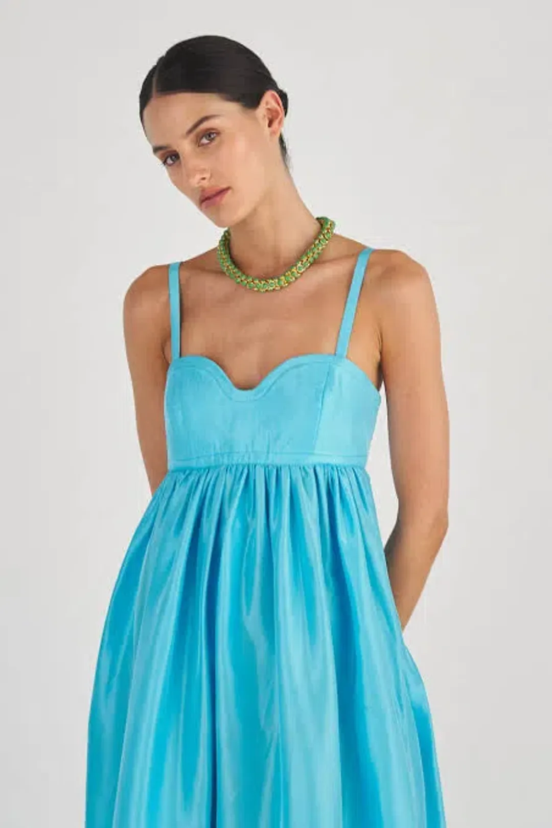 Oroton Bodice Detail Gown Lake Blue Size 8 for rent on The Volte - main image