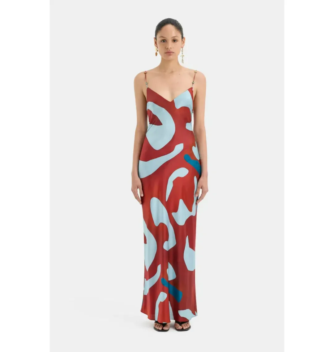 Sir the Label Frankie Slip Dress Ruby Reflection Size AU 14 for rent on The Volte - main image