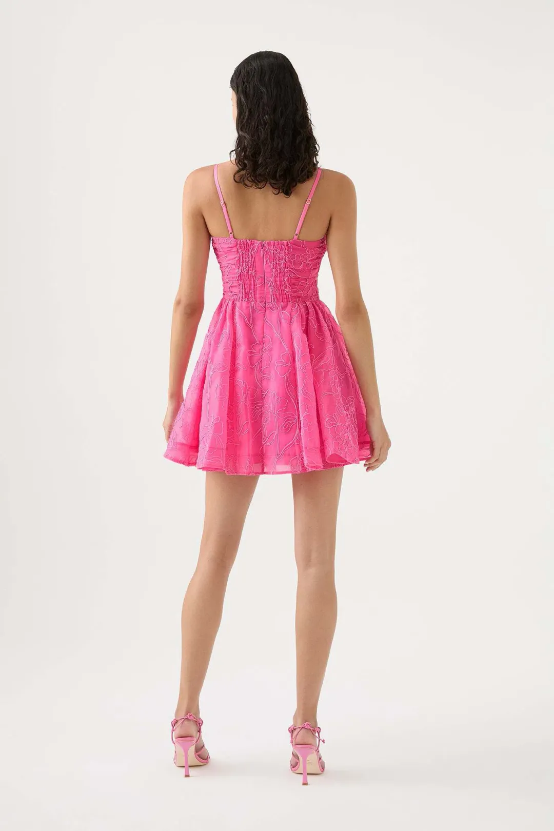 Aje Evangeline Cornelli Mini Dress Pink Size 8 for rent on The Volte - main image