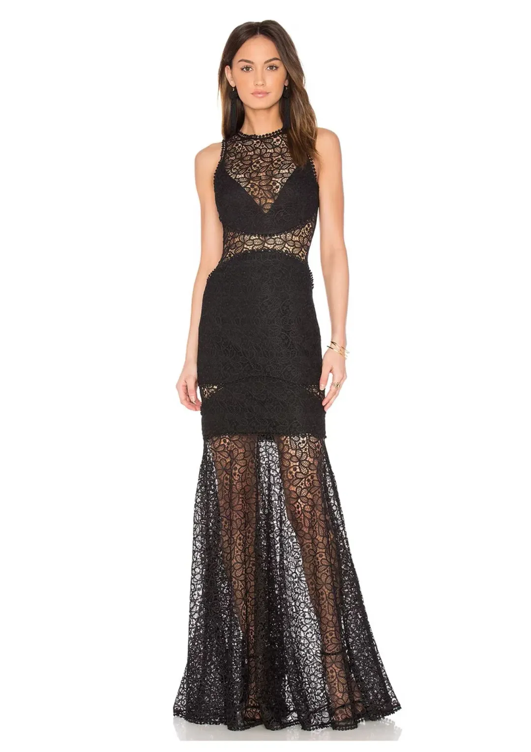 Nicholas Lace Cutaway Gown Black Size 6 for rent on The Volte - main image