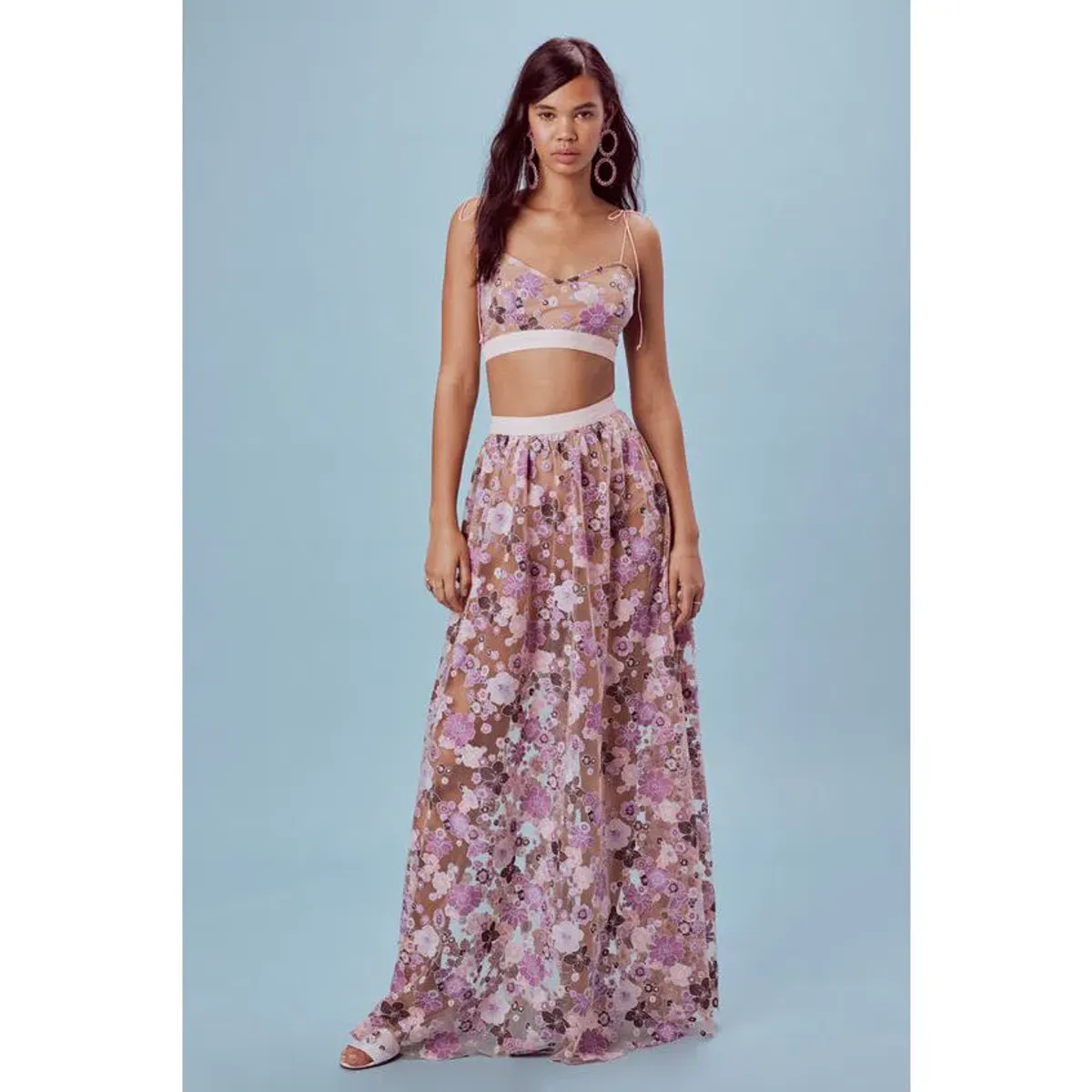 For Love And Lemons Posy Embroidery Crop Top and Maxi Skirt Set Floral Size M / AU 8-10 - Image 1