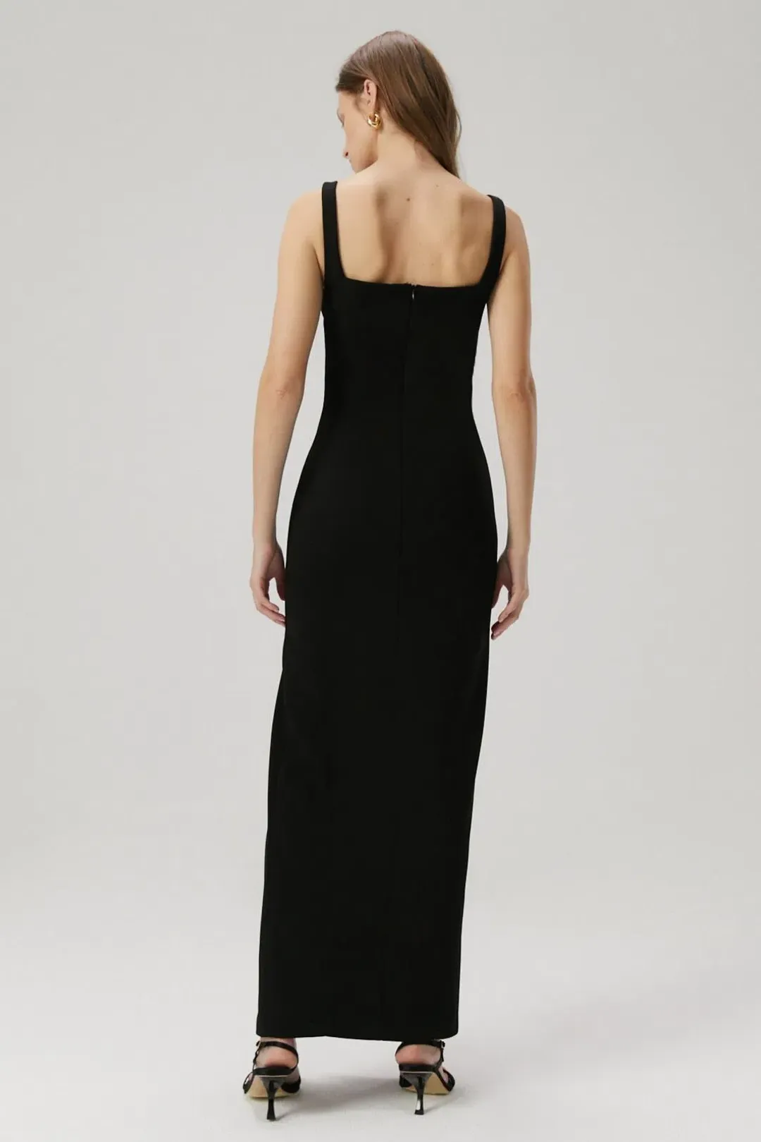 Misha Franka Wave Neckline Crepe Maxi Dress Black Size 6/XS for rent on The Volte - main image