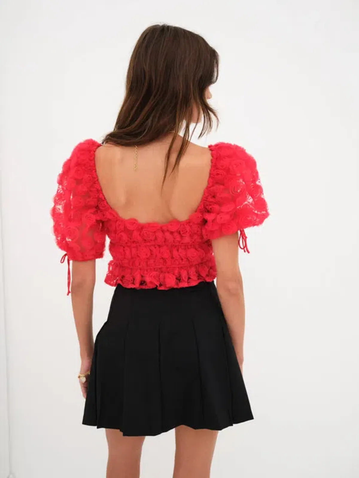 For Love and Lemons Hannah Crop Top Red Rose Size XS / AU 6 - Image 3
