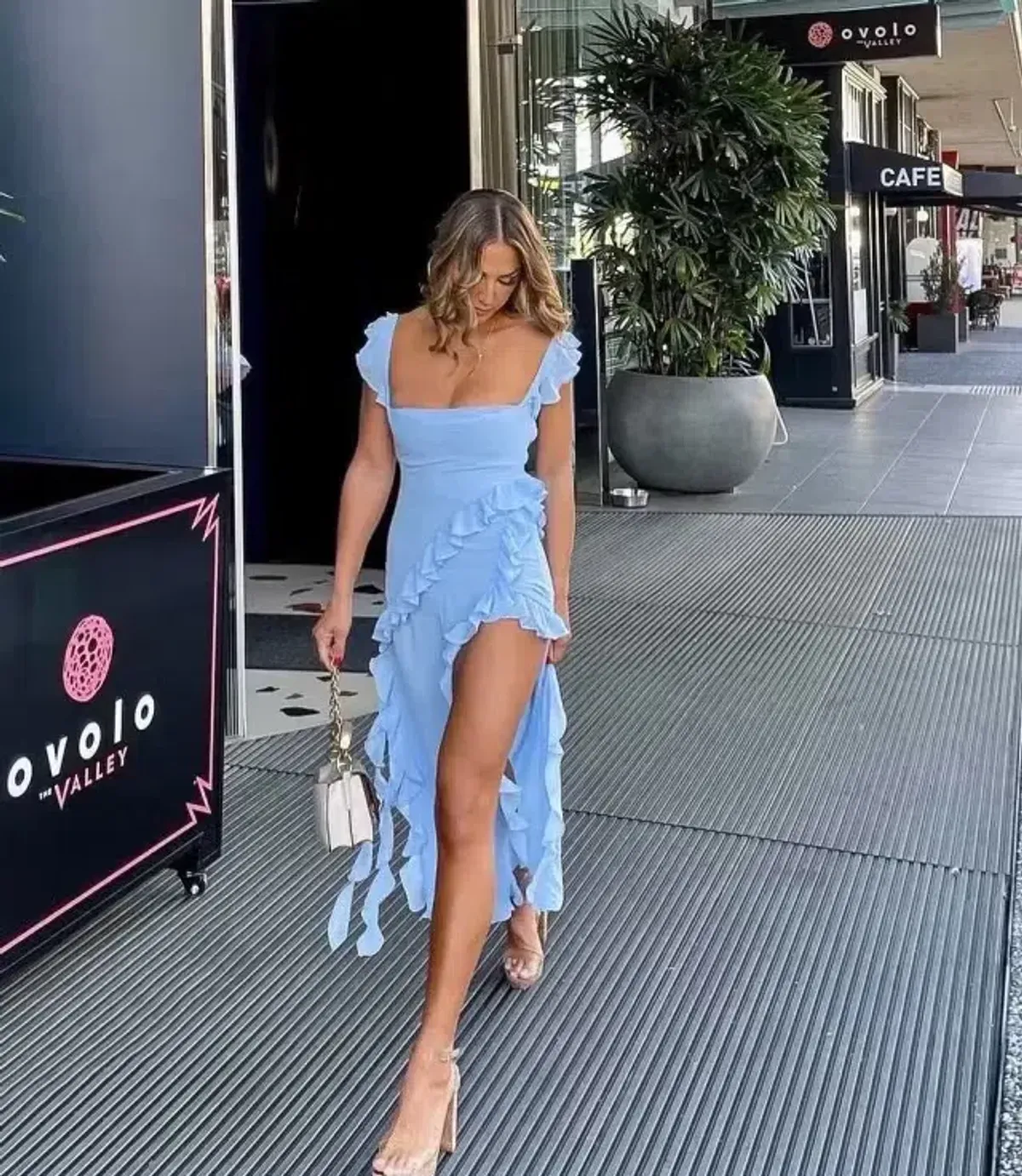 House Of CB Ariela Ruffle Maxi Dress in Soft Blue Size M / AU 10-12 - Image 4