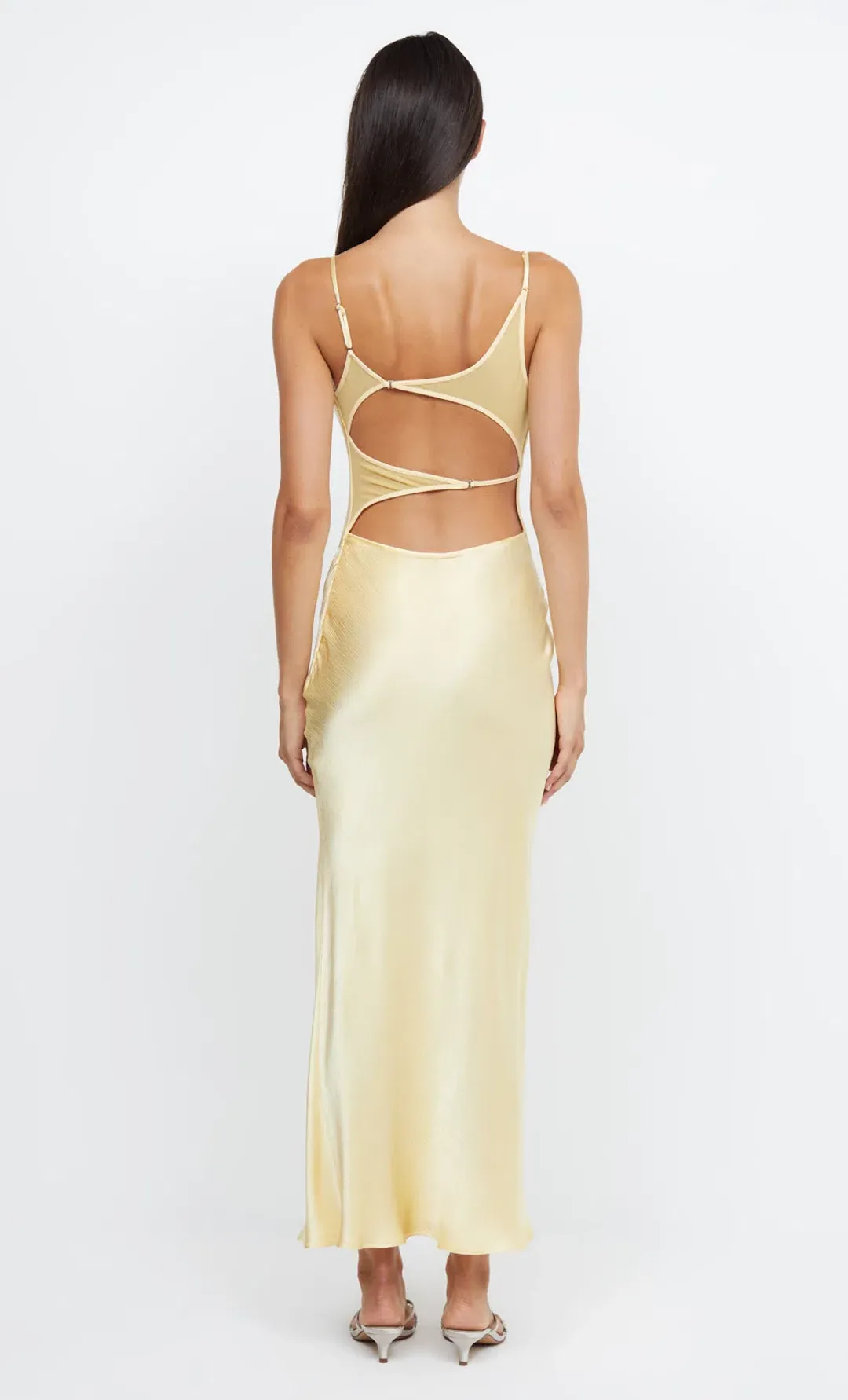 Bec & Bridge Margot Split Midi Dress Butter Yellow Size 8 for rent on The Volte - main image