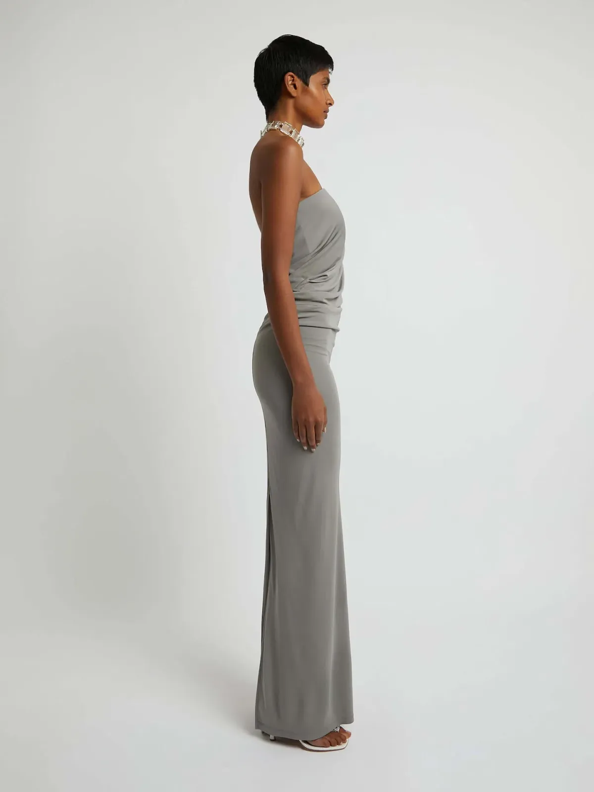 Christopher Esber Strapless Ruched Dress Grey Size 10 - Image 3
