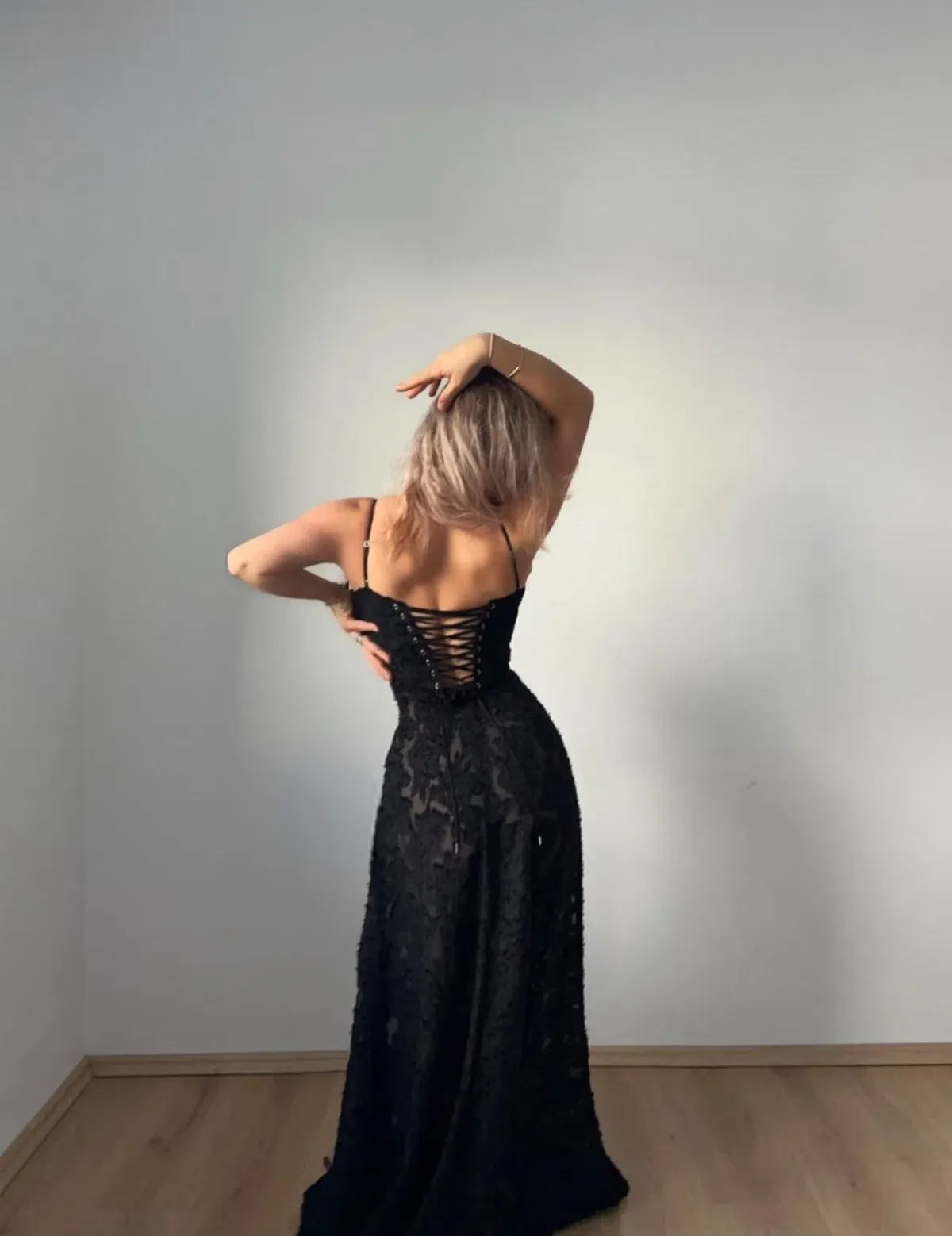 House Of Cb Seren Floral Sheer Lace Back Maxi Dress Black Size S / Au 8 - Image 3