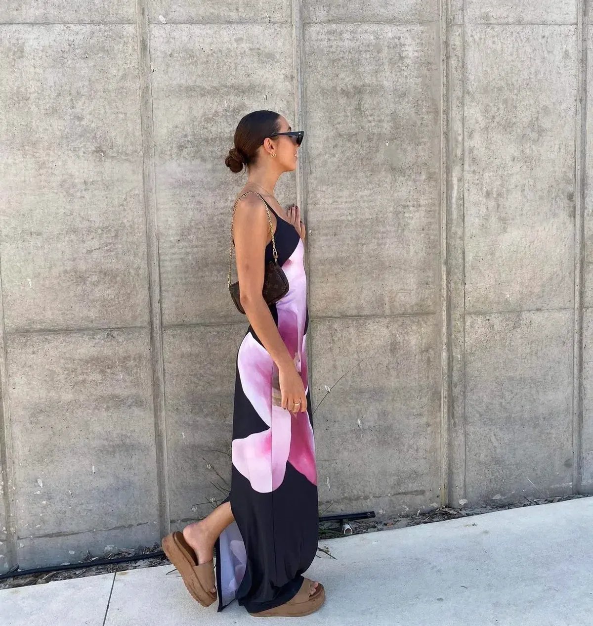 With Harper Lu Floral Slip Dress Black Pink Lily Print Size S/ AU 8 - Image 2