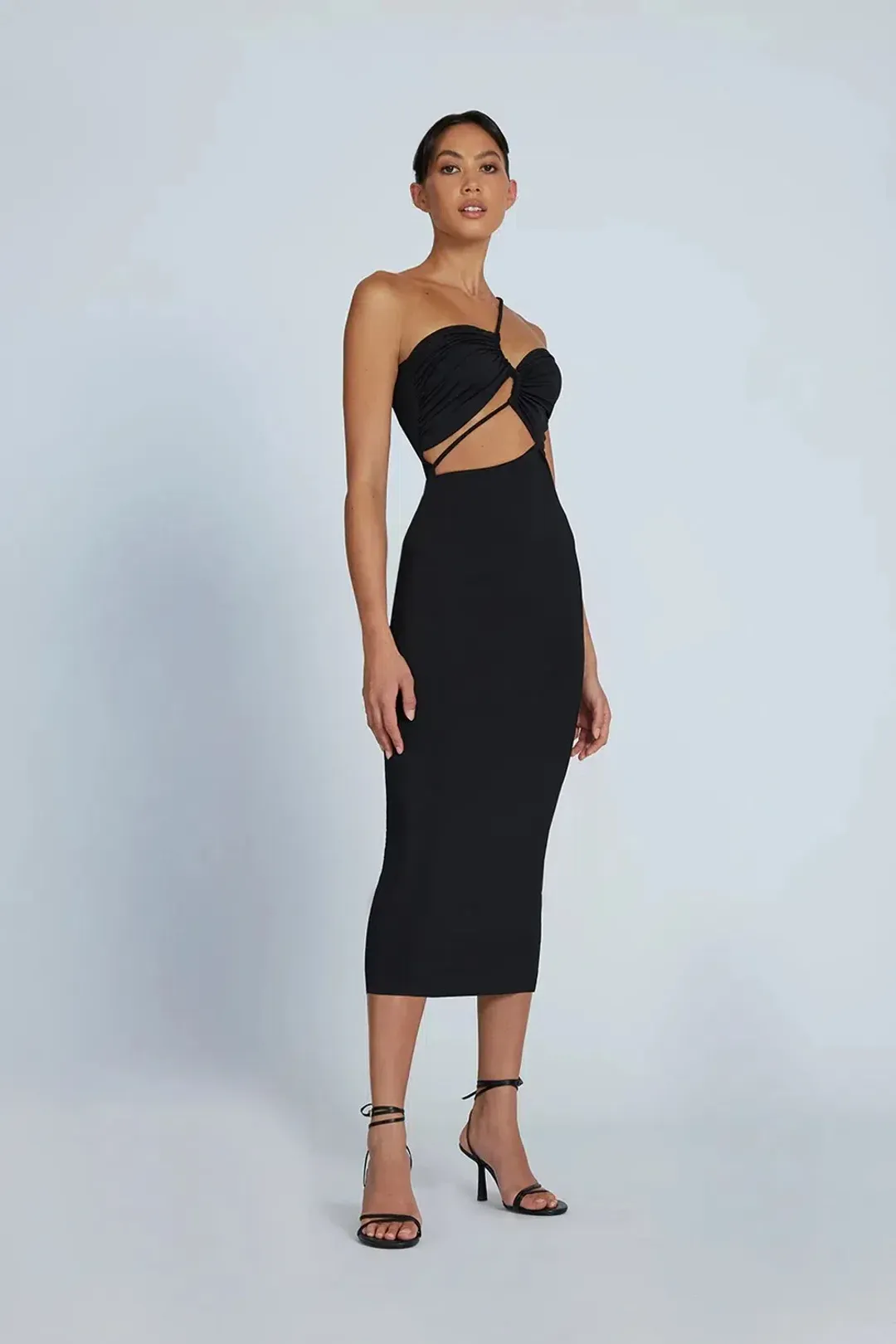 By Johnny Siya Slice Gather Dress Black Size 6 for rent on The Volte - main image