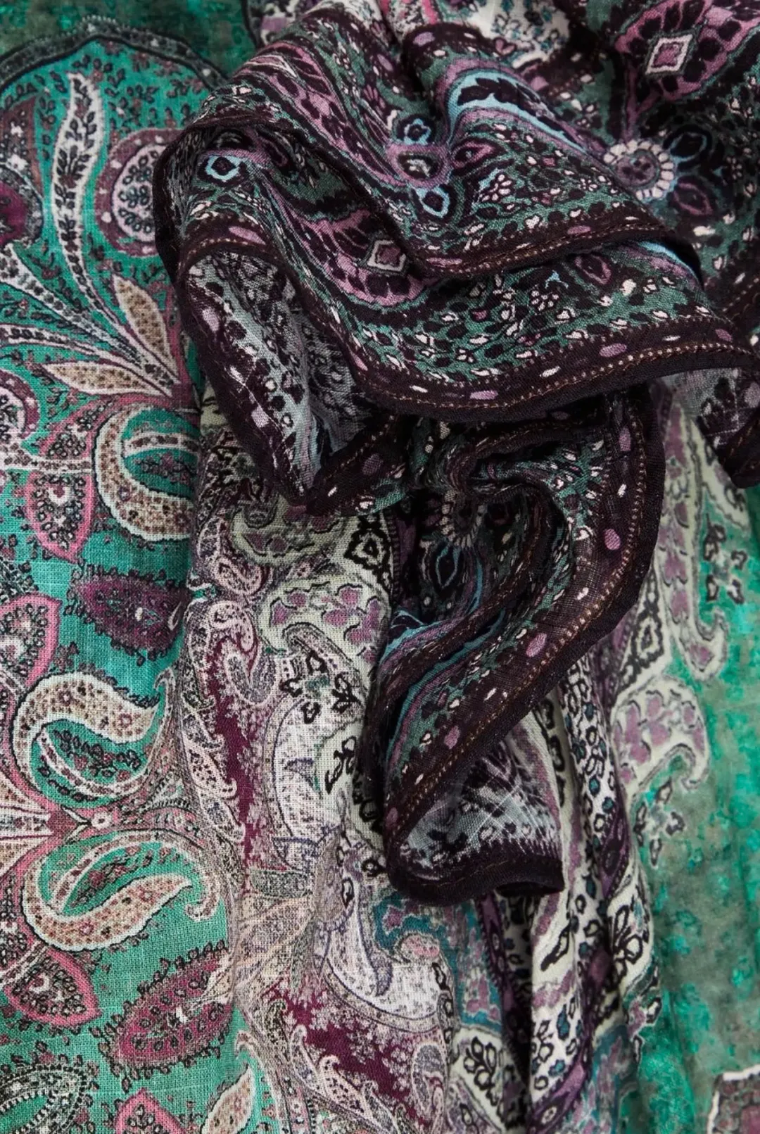 Zimmermann Anneke Ruffle Mini Dress Teal Paisley Size 3 / AU 14 for rent on The Volte - main image