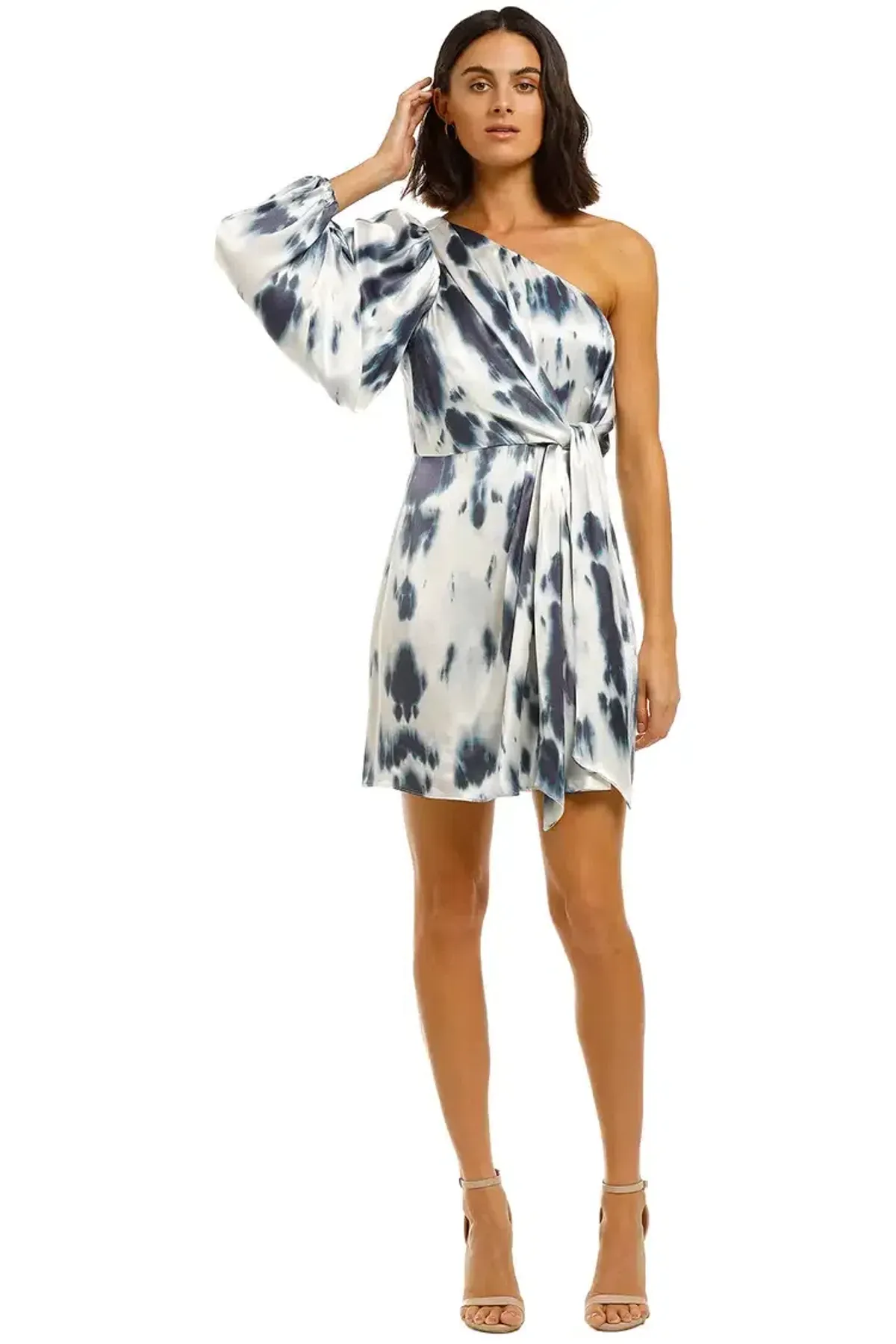 Shona Joy Palma One Shoulder Mini Dress Print Size 6 - Image 1