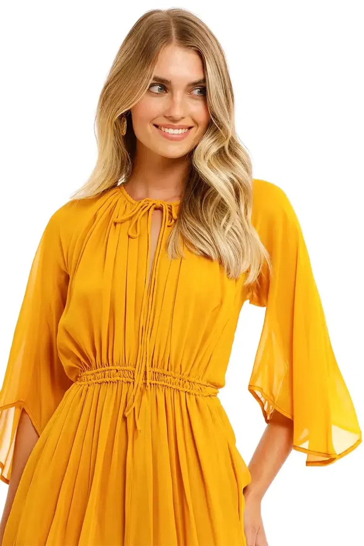 KITX Shell Drape Dress in Marigold Size 8 - Image 4