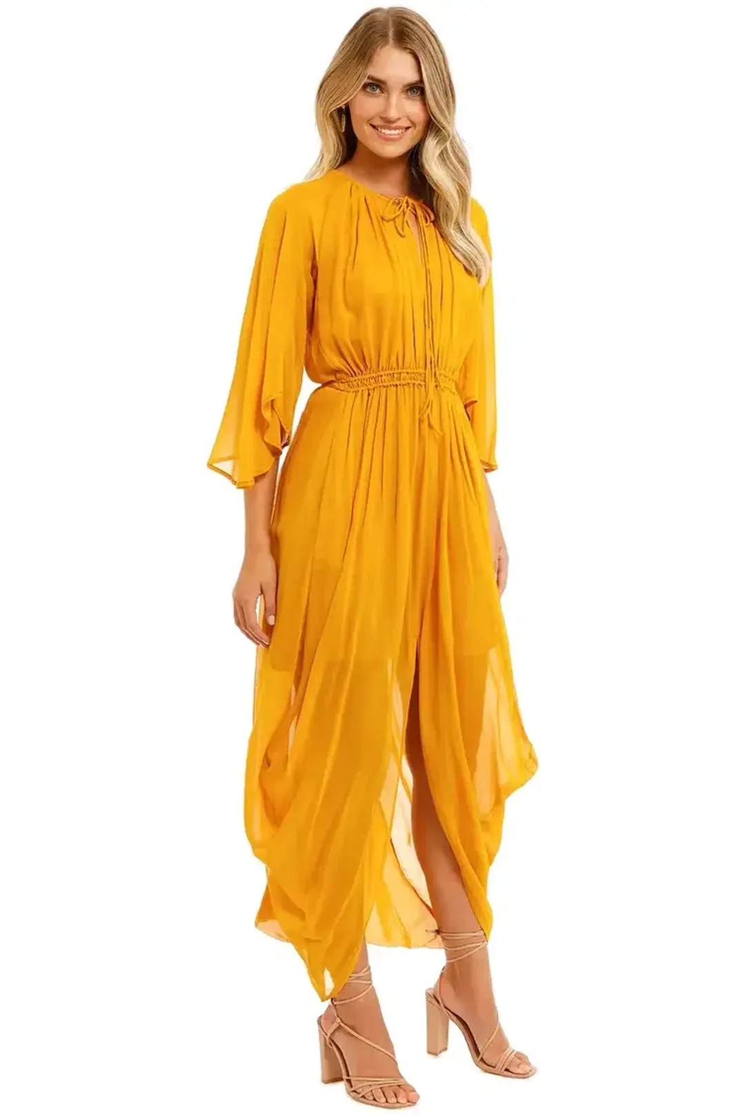 KITX Shell Drape Dress in Marigold Size 8 for rent on The Volte - main image