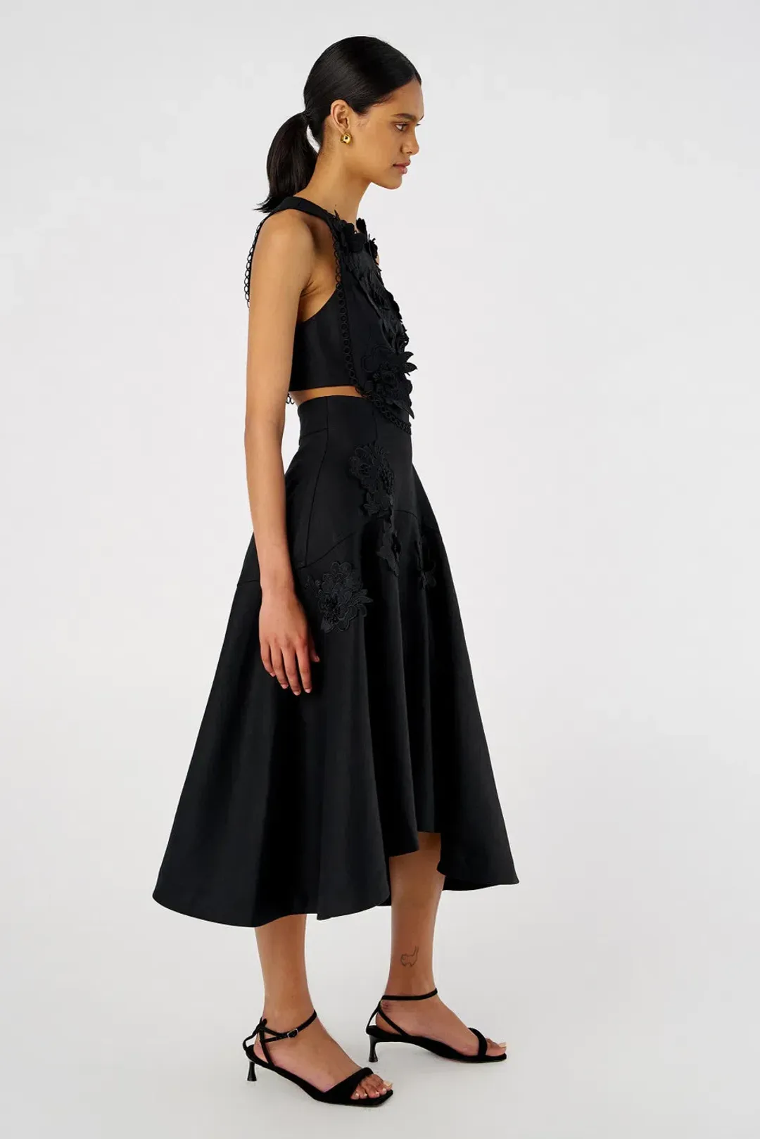 Oroton Lace Flower Midi Dress Black Size 14 for rent on The Volte - main image