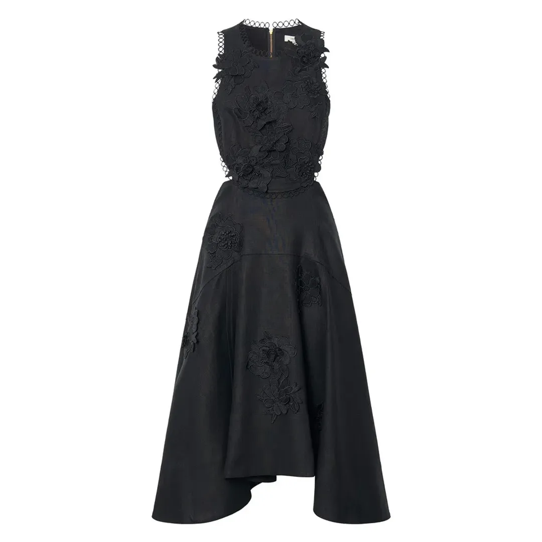 Oroton Lace Flower Midi Dress Black Size 14 for rent on The Volte - main image