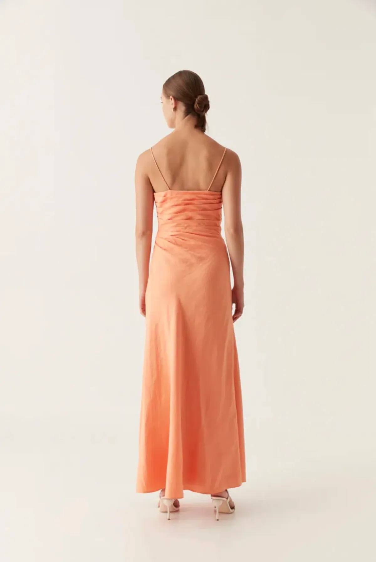 Aje Clarice Draped Maxi Dress Sunset Orange Size 8 - Image 3