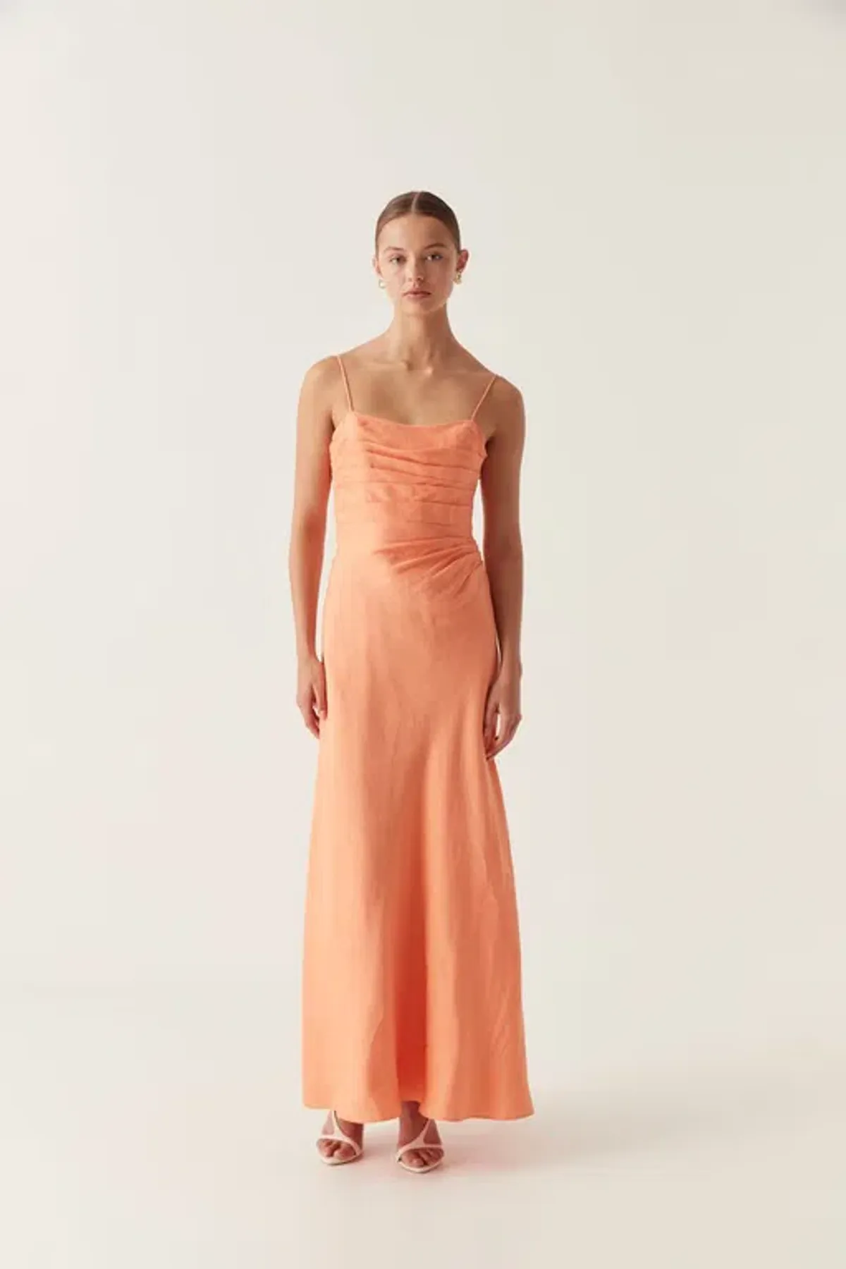 Aje Clarice Draped Maxi Dress Sunset Orange Size 8 - Image 1