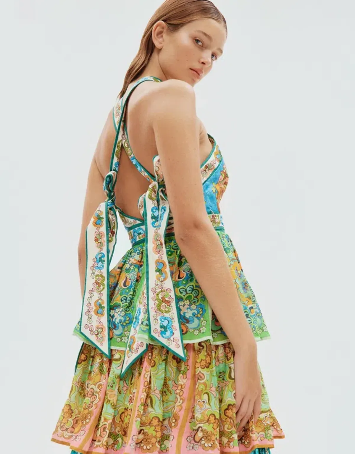 Alemais Dreamer Halter Tier Midi Dress Multi Size 10 - Image 5