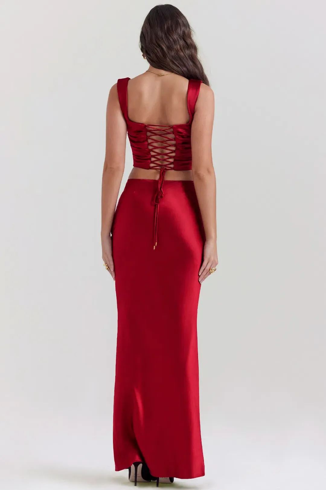 House of CB Una Corset and Sydel Skirt Set Ruby Red Size S / AU 8 for rent on The Volte - main image