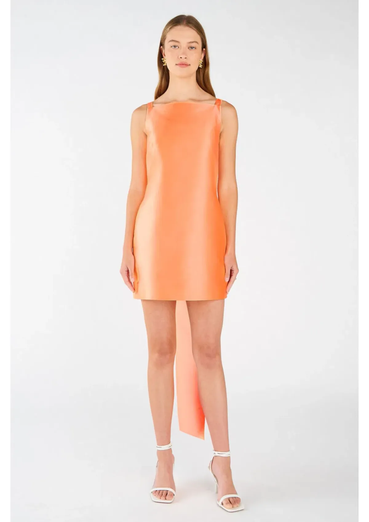 Oroton Drape Back Mini Dress in Bright Melon Size 8 - Image 1