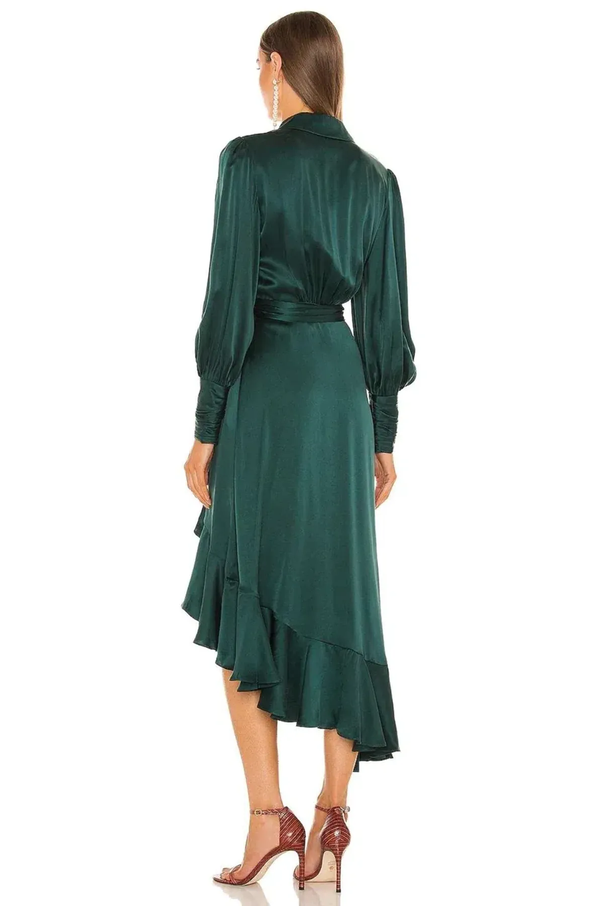 Zimmermann Silk Wrap Midi Dress Dark Green Size 3 / AU 14  - Image 4
