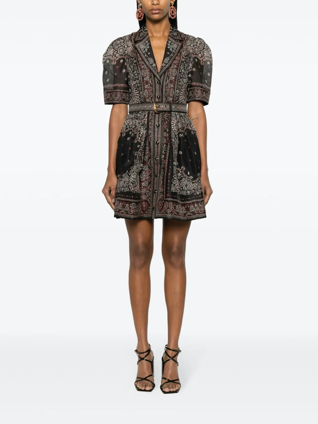 Zimmermann Matchmaker Mini Shirt Dress Black Bandana Size 0 / AU 8 for rent on The Volte - main image