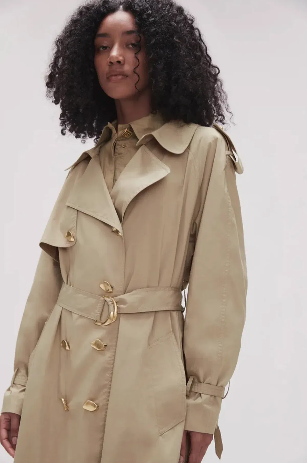 Aje Prima Pleat Trench Coat Desert Khaki Size 12  - Image 2