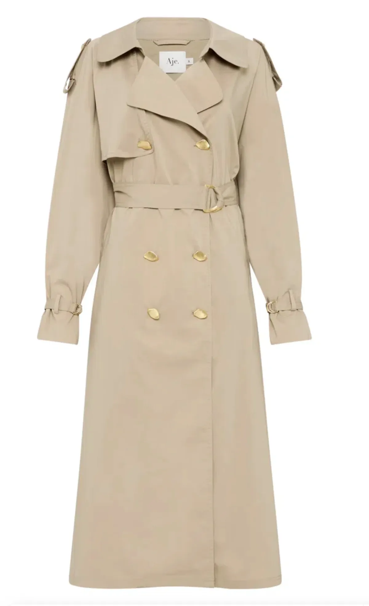 Aje Prima Pleat Trench Coat Desert Khaki Size 12  - Image 5