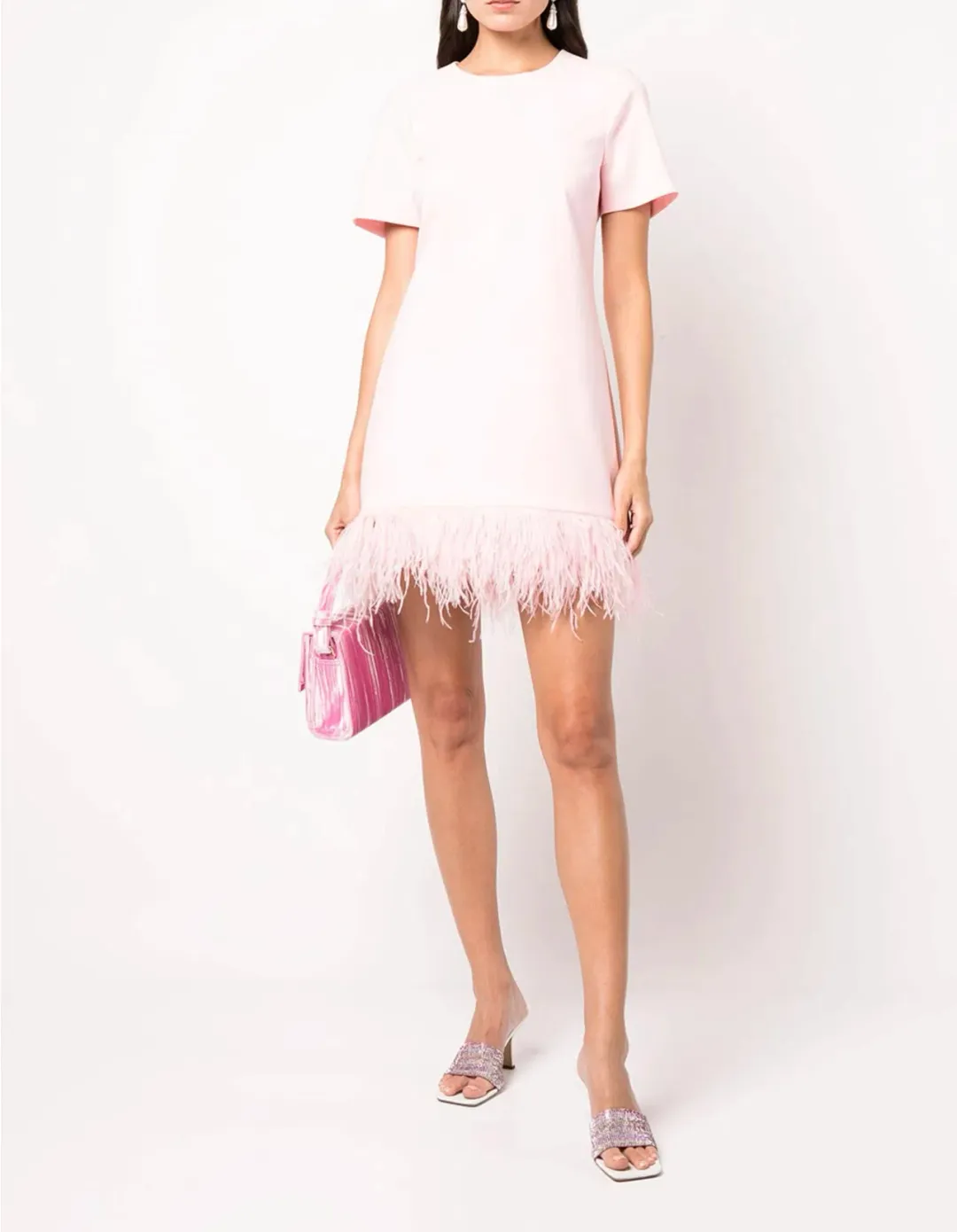 Likely Marullo Feather-Trim Dress Rose Pink Size AU 8 for rent on The Volte - main image