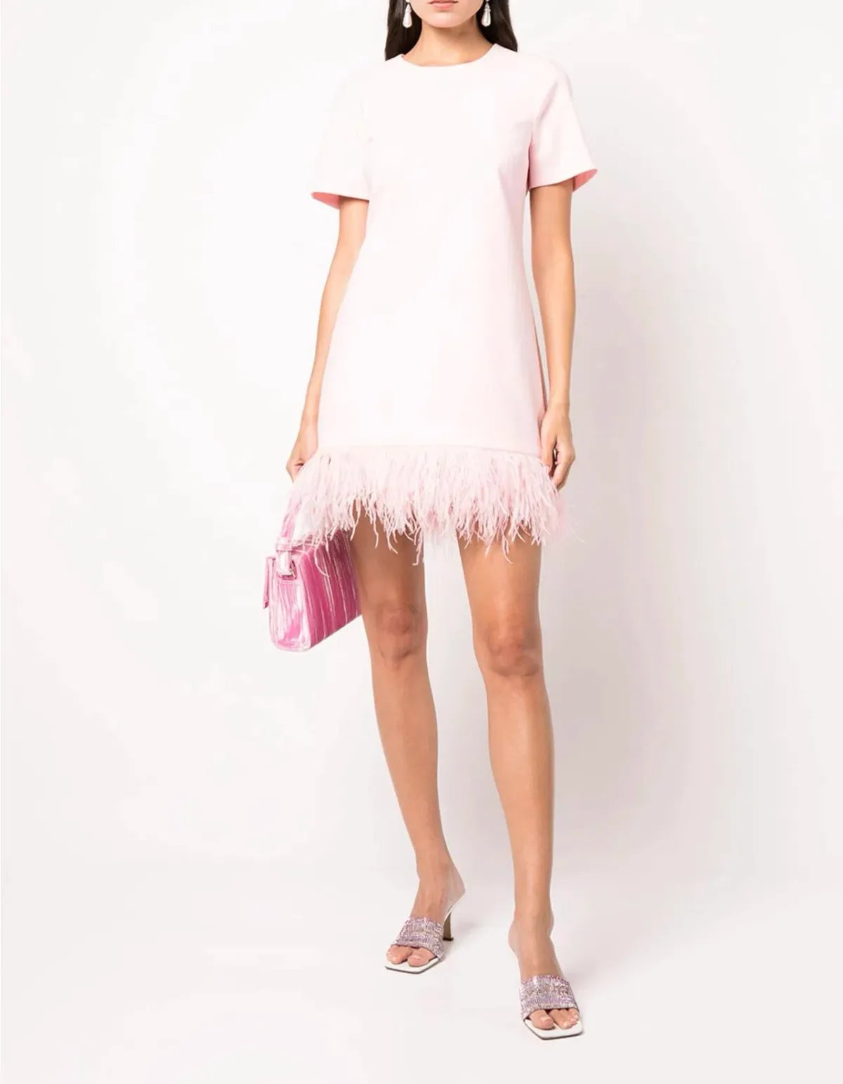 Likely Marullo Feather-Trim Dress Rose Pink Size AU 8 - Image 1