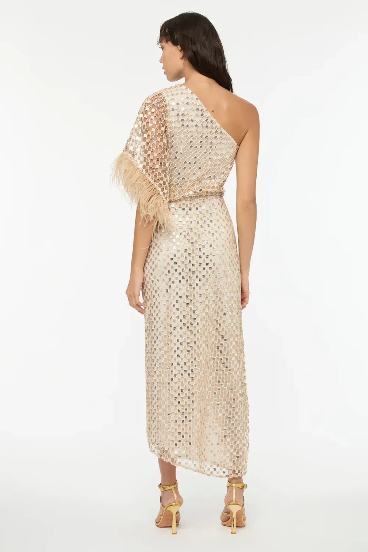 Manning Cartell Checkerboard Sequin Event Dress Glod Size AU 6 - Image 3