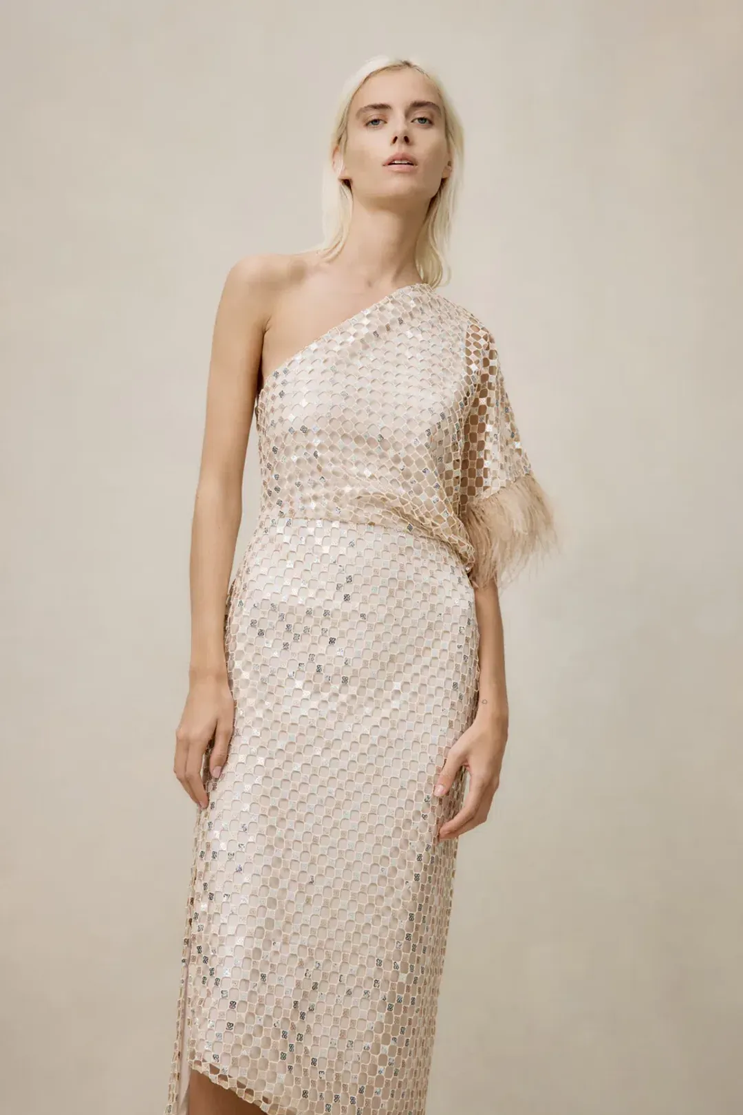 Manning Cartell Checkerboard Sequin Event Dress Glod Size AU 6 for rent on The Volte - main image