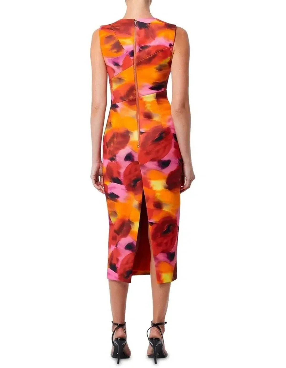 Mossman Allure Midi Dress Orange Print Size AU 8  - Image 3