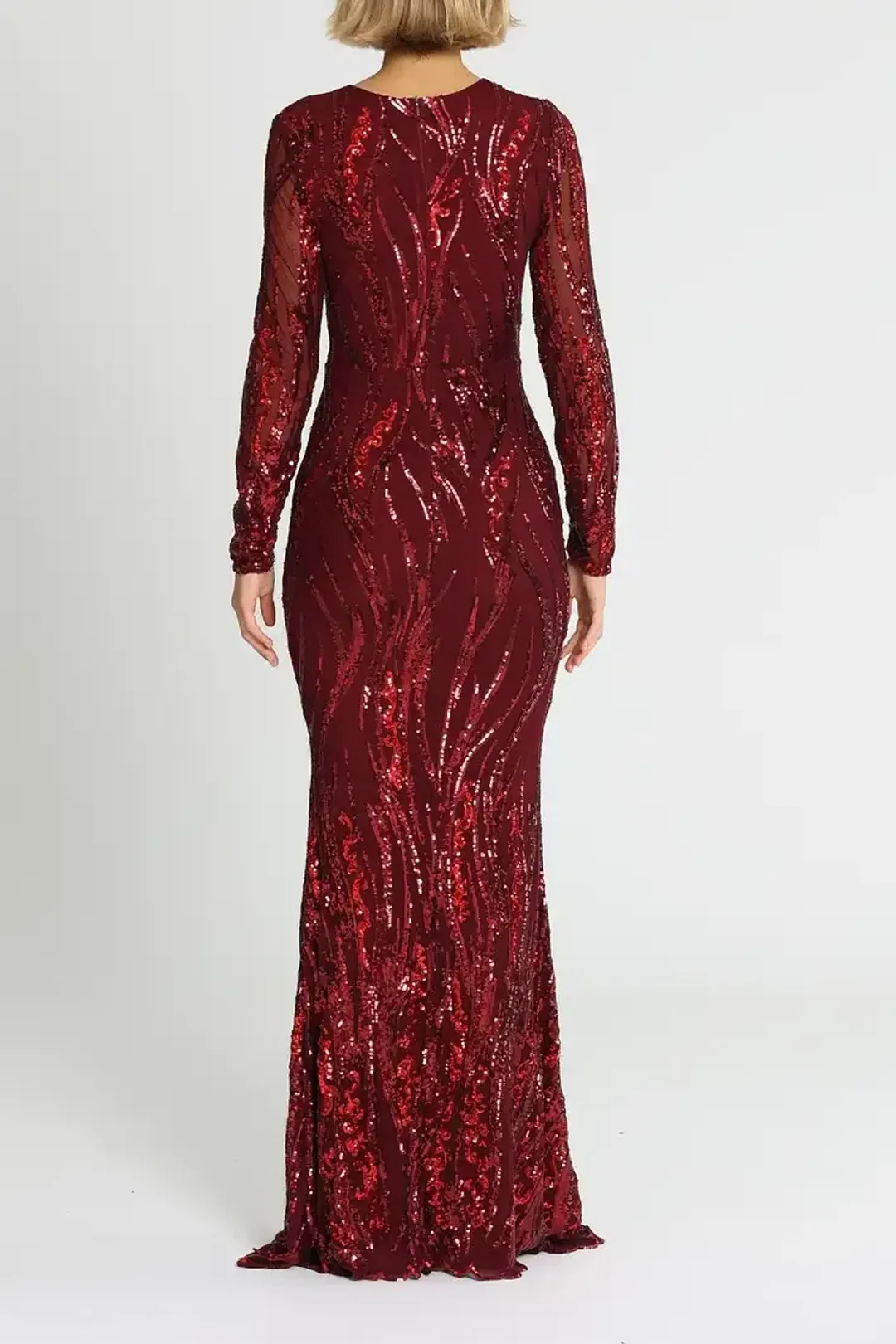L'amour Deep V Plunge Dress in Wine Size AU 10 for rent on The Volte - main image