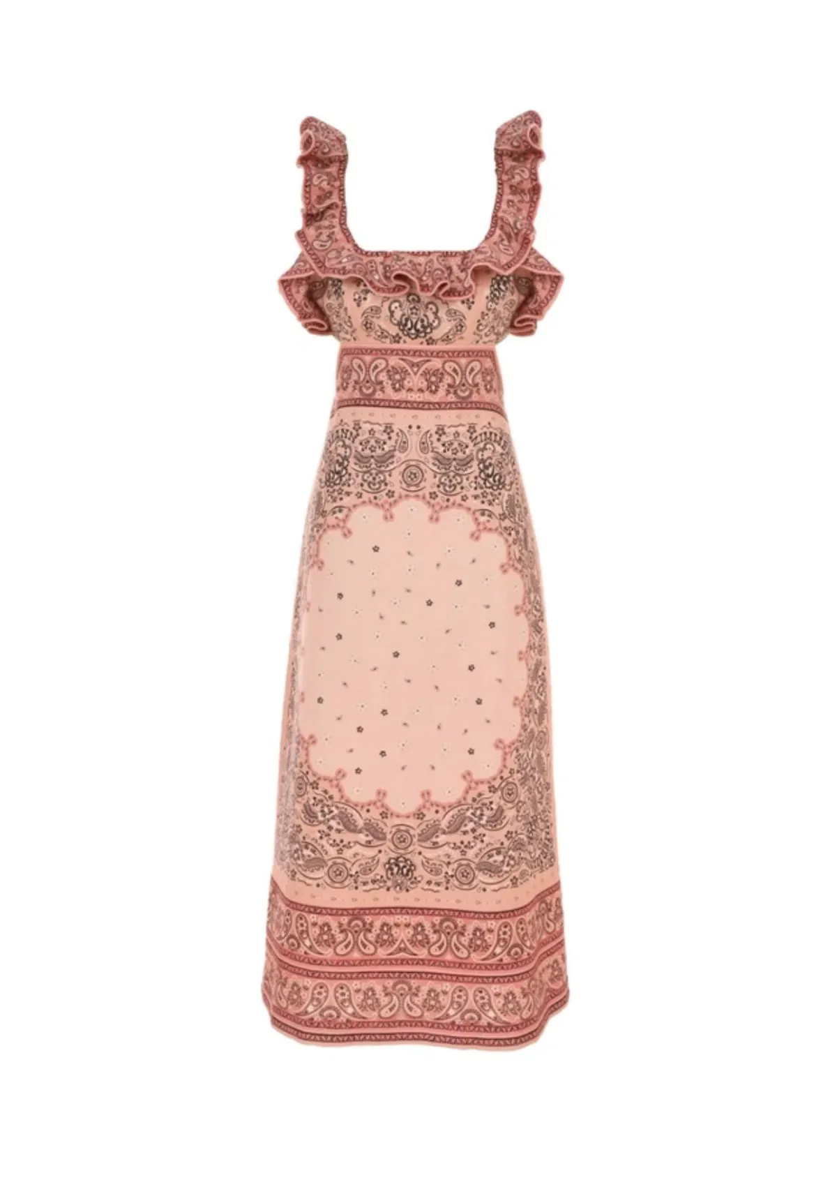 Zimmermann Matchmaker Frilled Midi Dress Pink Bandana Size 3 /  AU 14 - Image 3