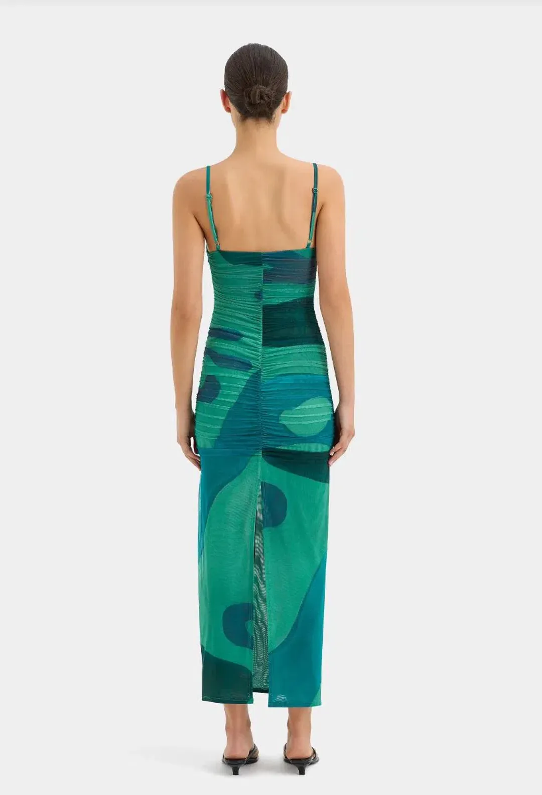 Sir The Lable Frankie Gathered Midi Dress in Emerald Reflection Size 2 / AU 10 for rent on The Volte - main image