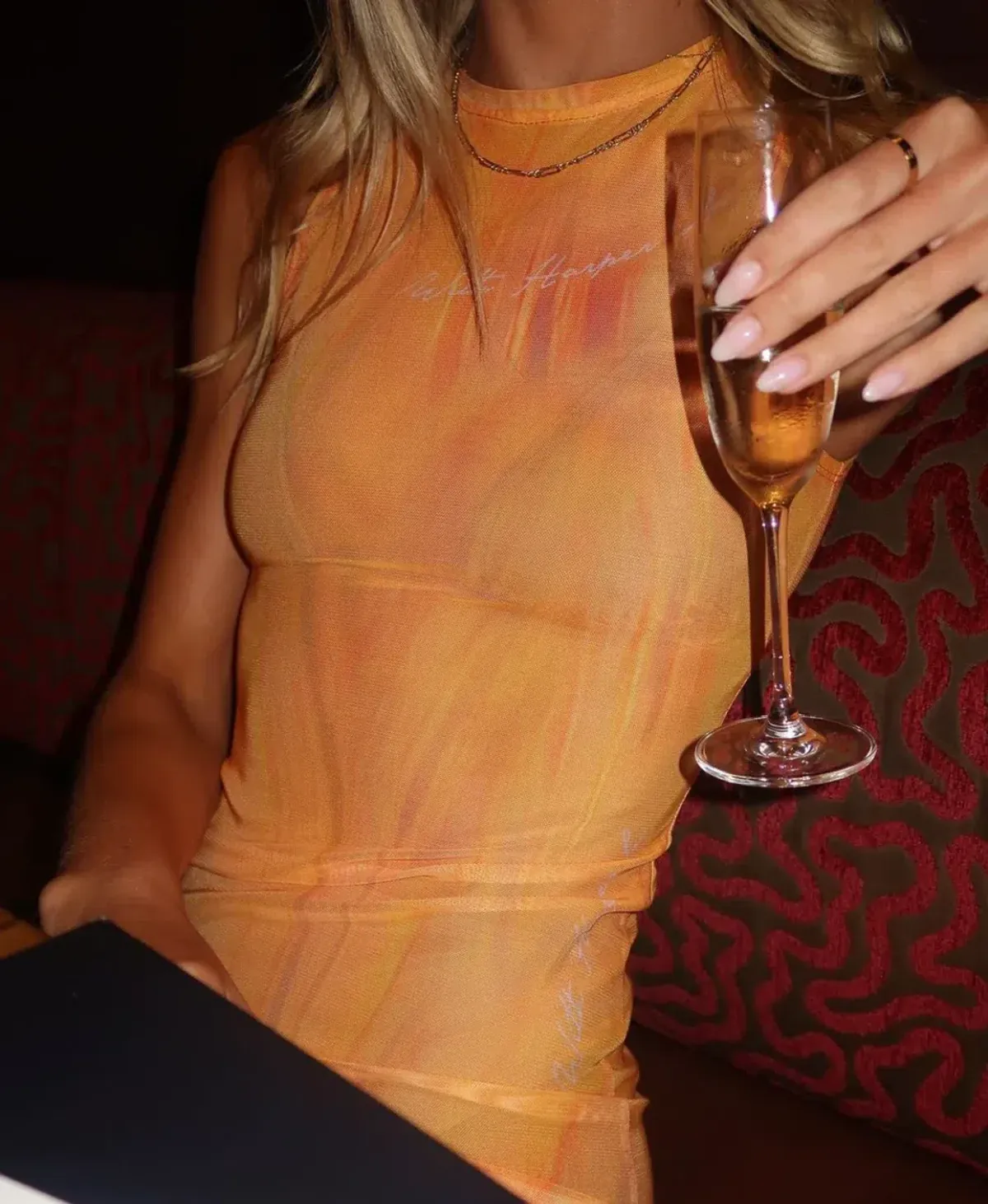 With Harper Lu Tangelo Mesh Maxi Dress Orange Size XS / AU 6 - Image 4