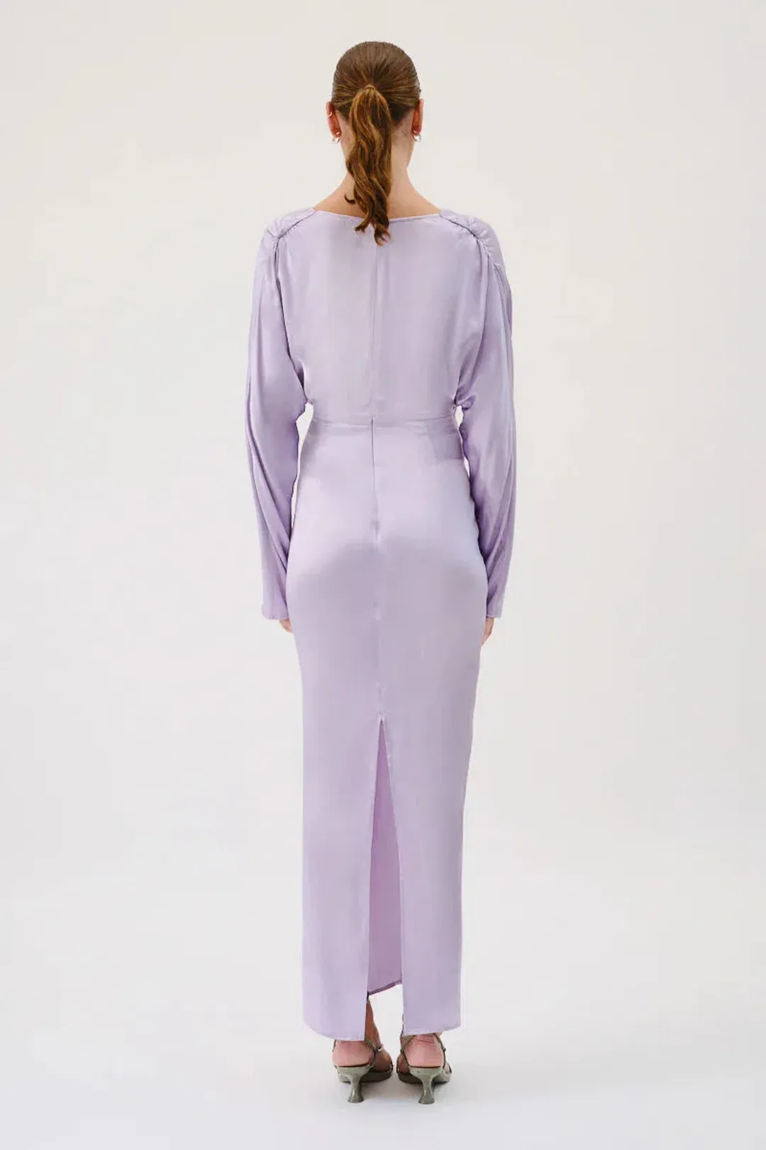 Suboo Millenia Long Sleeve Twist Front Maxi Dress Lilac Size 6 for rent on The Volte - main image