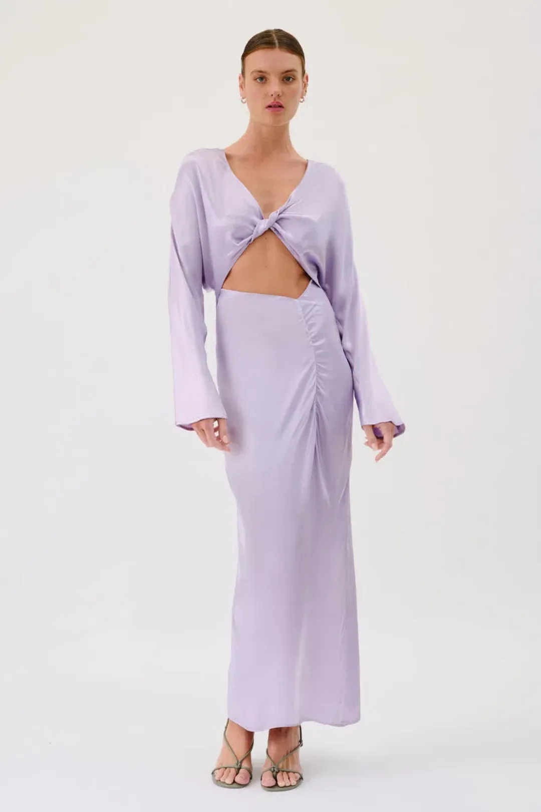 Suboo Millenia Long Sleeve Twist Front Maxi Dress Lilac Size 6 for rent on The Volte - main image