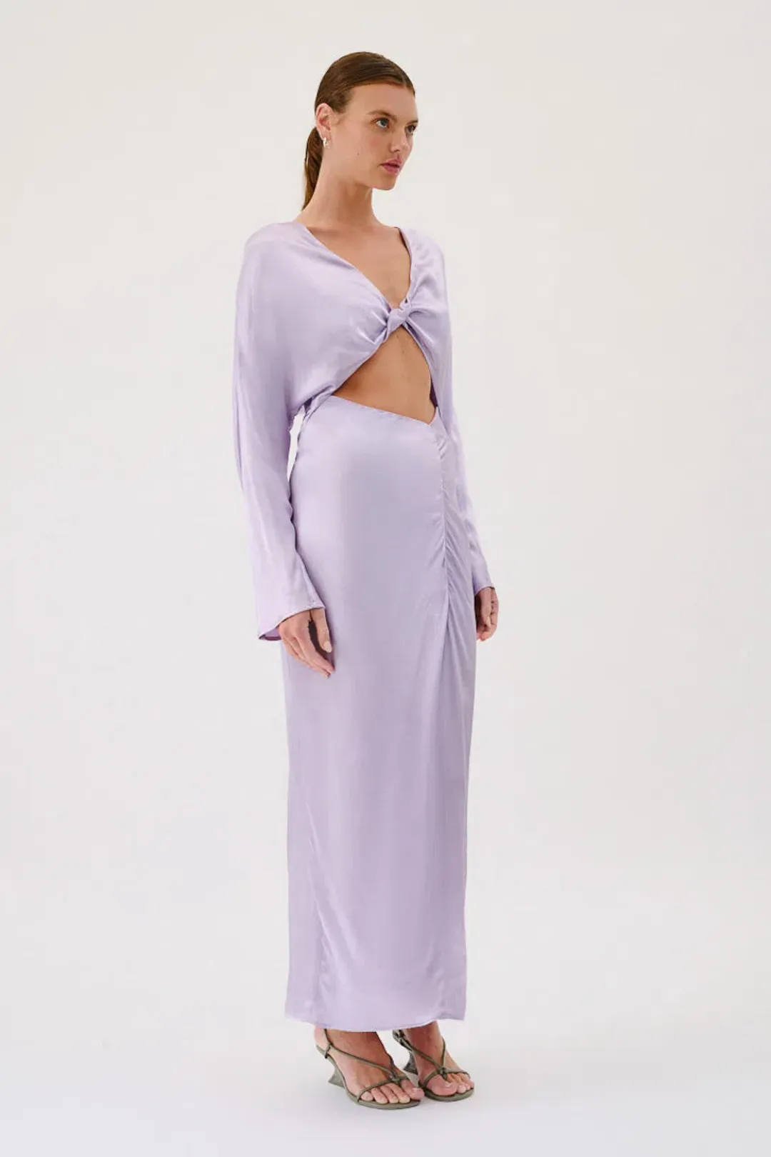 Suboo Millenia Long Sleeve Twist Front Maxi Dress Lilac Size 6 for rent on The Volte - main image