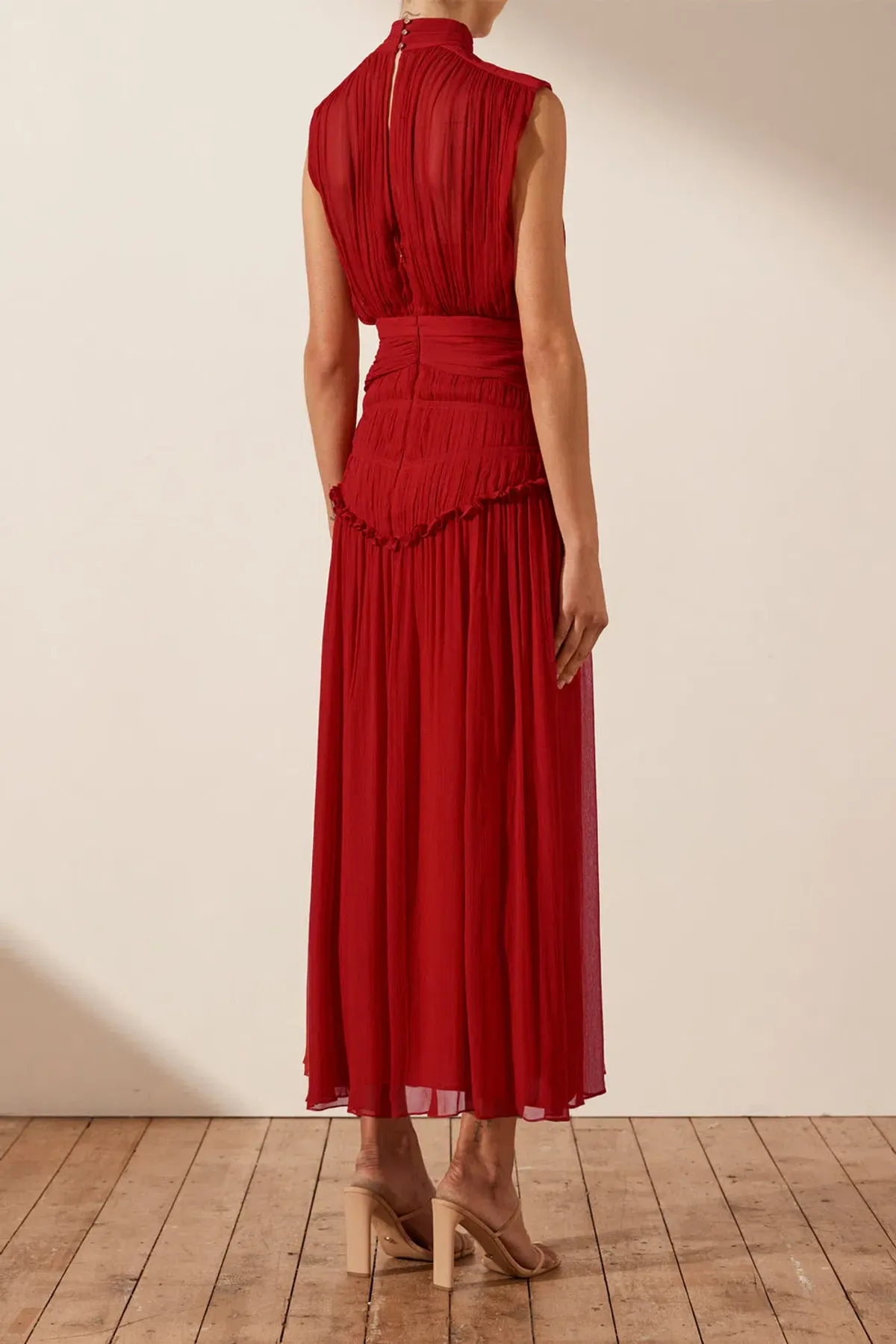 Shona Joy High Neck Dress in Scarlett Size 8 - Image 2