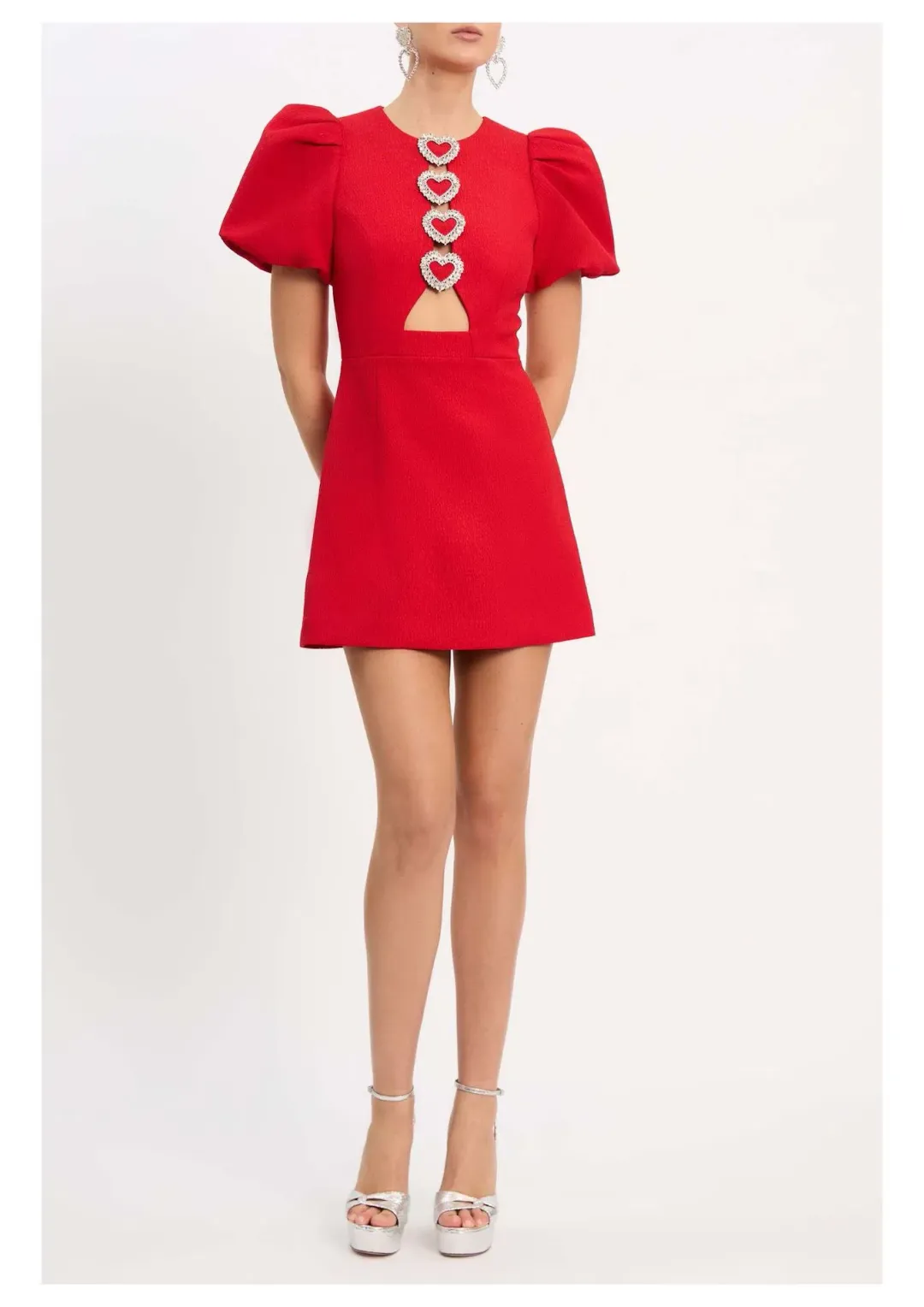 Rebecca Vallance Chiara Puff Sleeve Mini Dress Red Size 14 for rent on The Volte - main image